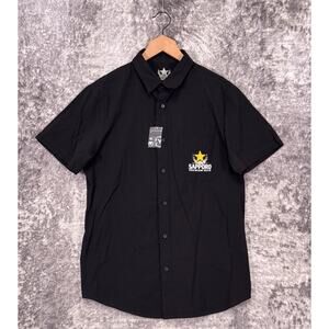New Sapporo Shirt Large Mens Black Brewery Worker Shirt Button Down Short Sleeve